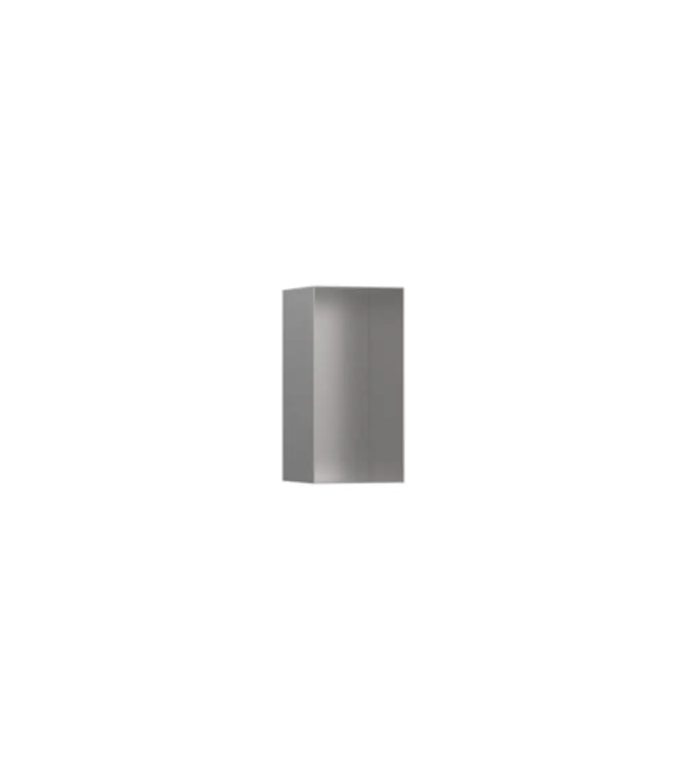 Gerahmte Wandnische aus gebürstetem Edelstahl von Hansgrohe, minimalistisches Design, geeignet für Wandmontage, bietet praktischen Stauraum.